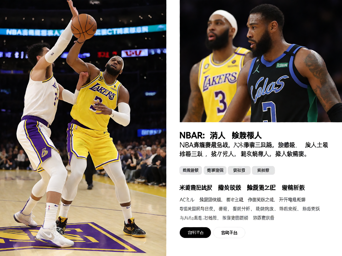 NBA常规赛湖人队比赛现场,球员激烈对抗